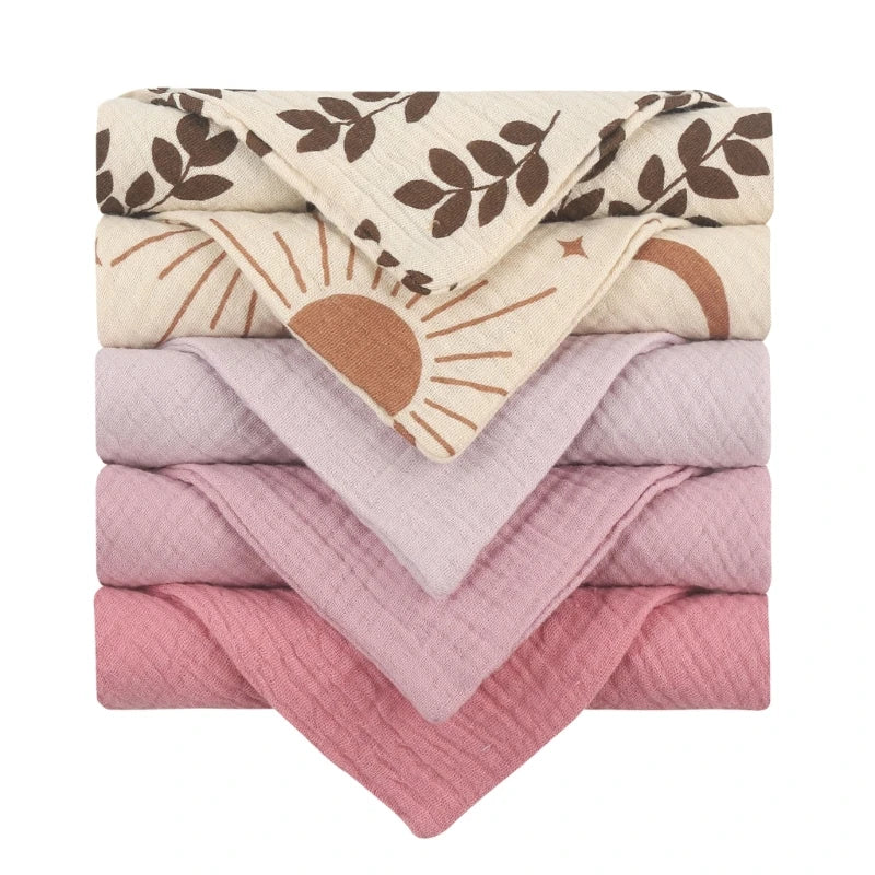 Baby Muslin Washcloths 5-Pack – Soft Gauze Cotton Face Towels