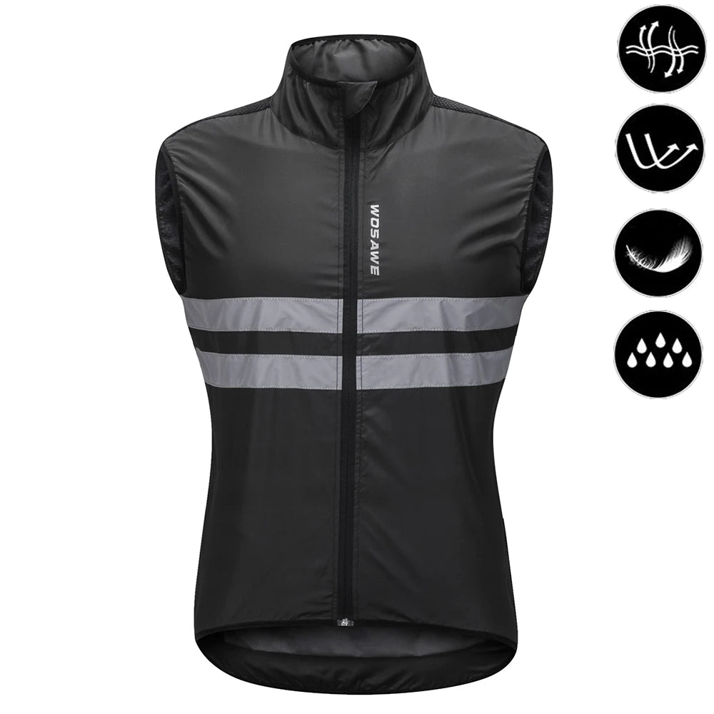 Cycling Windbreaker Jacket Men – Windproof Reflective Running Vest & Hooded Coat