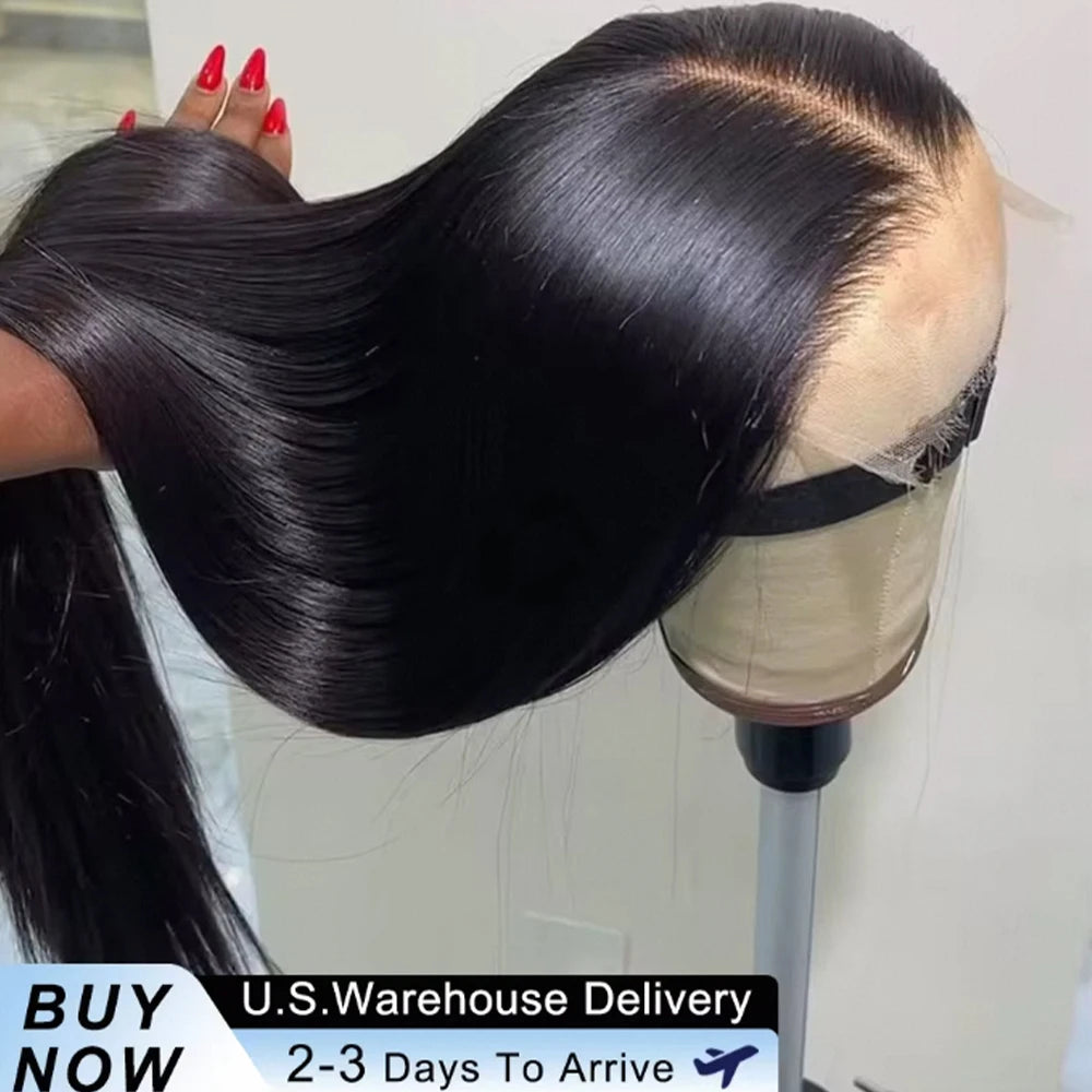 Human Hair Brazilian 4x4 Glueless Put Go Wig 36 38 40 Inch 13x4 13x6 Hd Transparent Bone Straight