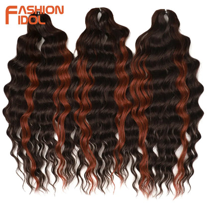Anna 24 Inch Synthetic Hair Water Wave Braiding Extensions Ombre Blonde Deep Afro Curl Twist Crochet
