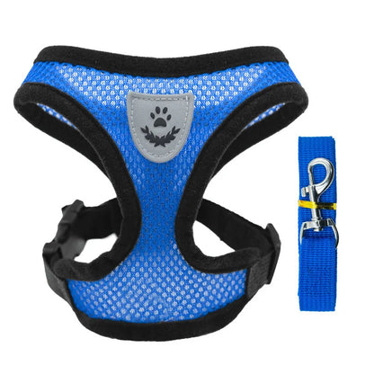 Adjustable Mesh Pet Harness Vest with Leash – Dog & Cat