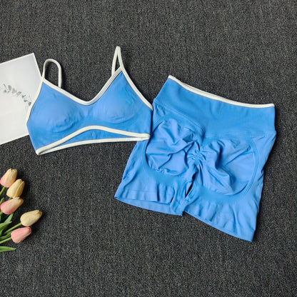 Seamless Yoga Set Women 2-Piece Sports Bra & Booty Shorts