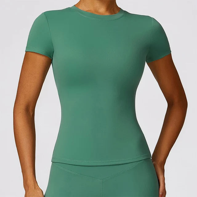 Women's Slim Fit Sports T-Shirt Short Sleeve Yoga Gym Top