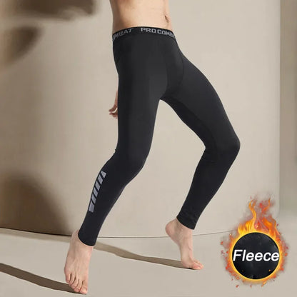 Men's Fleece-Lined Compression Leggings – Warm Running Tights