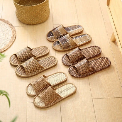 Bamboo Rattan Slippers – Breathable Anti-Slip Indoor Sandals