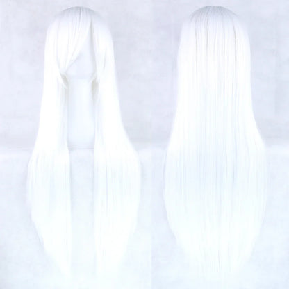 Soowee Long Synthetic Hair White Purple Cosplay Wigs Party Black Straight Wig Hairpiece Women