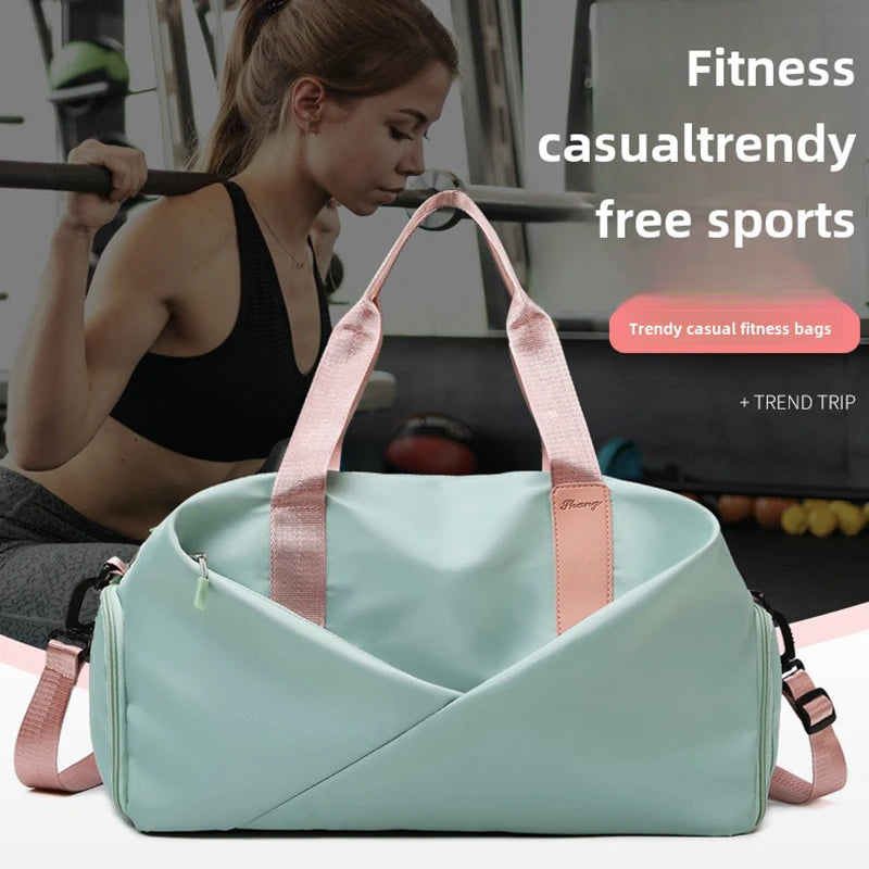 Women's Waterproof Gym Bag – Dry Wet Separation Travel Yoga Duffel