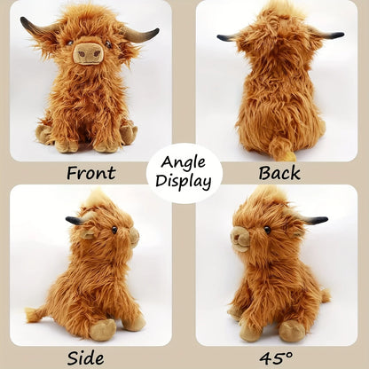 Highland Cow Stuffed Animal Plush Toy – Soft Kawaii 25cm