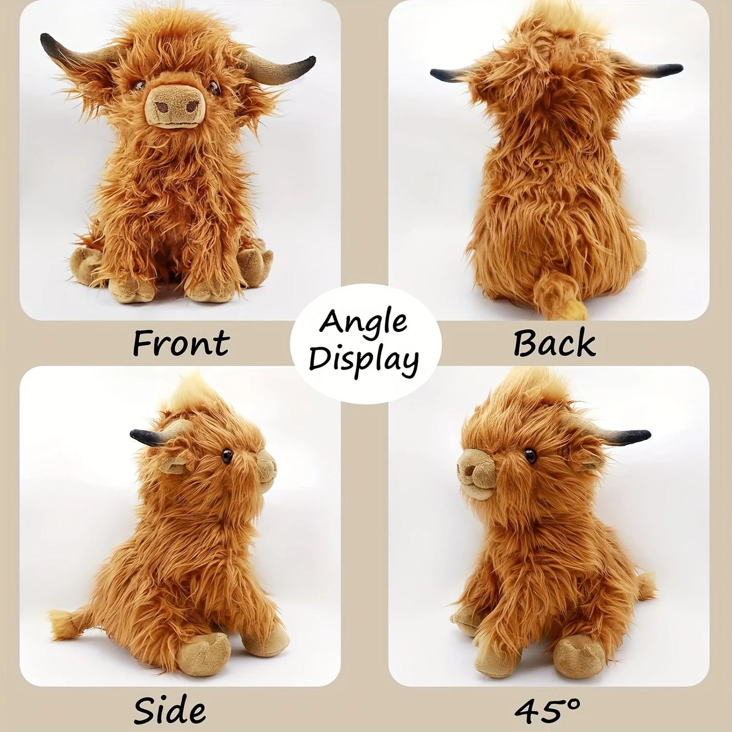 Highland Cow Stuffed Animal Plush Toy – Soft Kawaii Gift