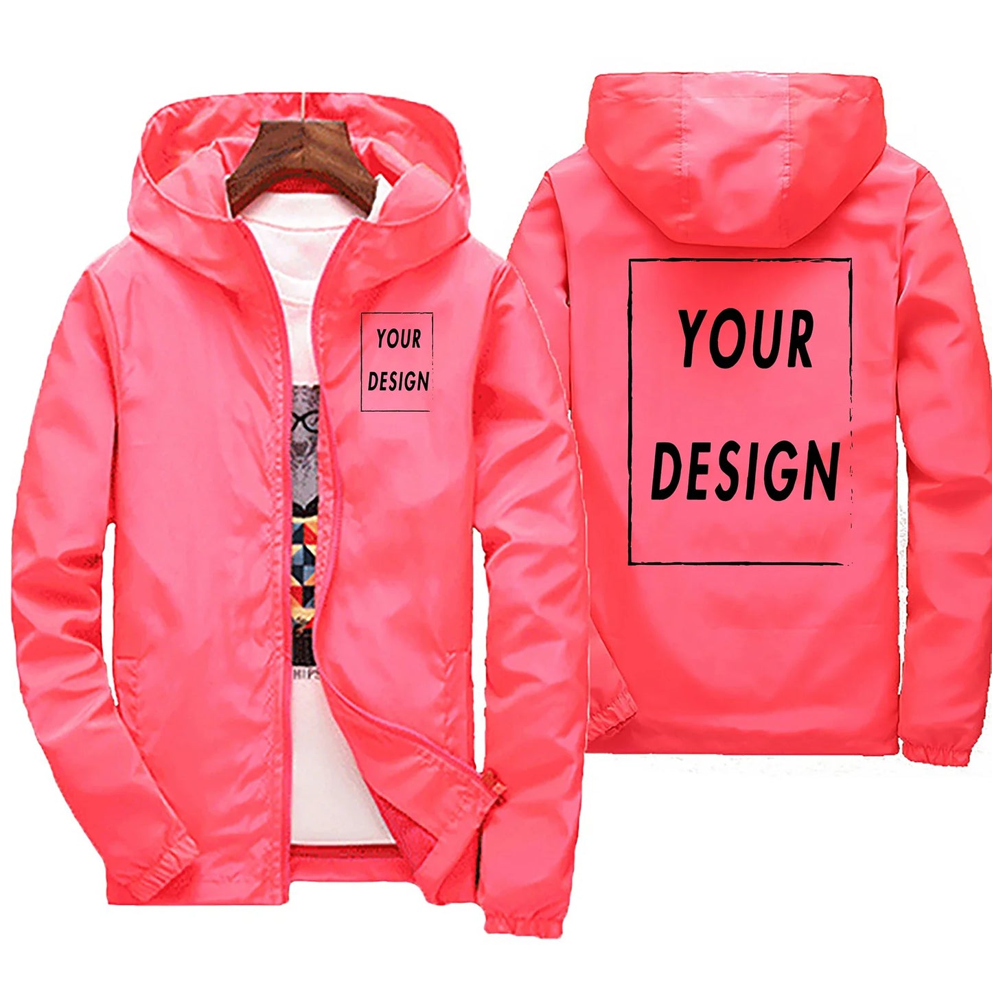 Custom Logo Windbreaker Men – Waterproof Hooded Jacket Personalized