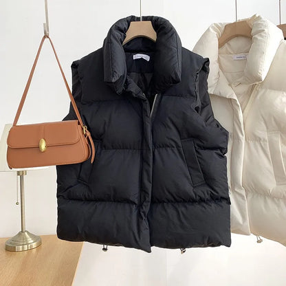 Women's Sleeveless Puffer Vest | Stand Collar Down Coat