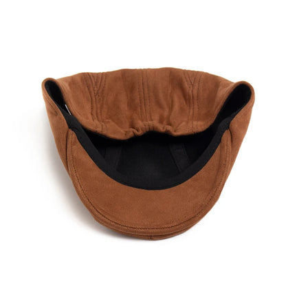 Suede Flat Cap Newsboy Beret – Vintage Winter Hat for Men & Women
