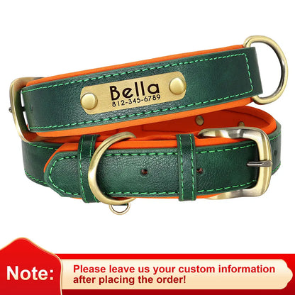 Personalized Leather Dog Collar with Engraved Nameplate
