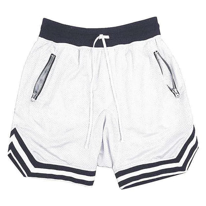 Men's Mesh Basketball Shorts with Zip Pockets & Drawstring