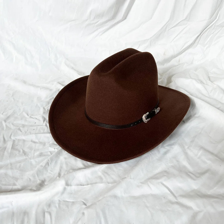 Wide Brim Cowboy Hat – Vintage Western Felt Hat for Men & Women