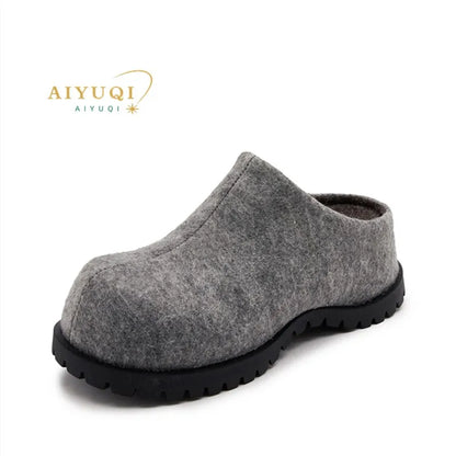 Women's Flannel Platform Slippers – Closed Toe Retro Clogs