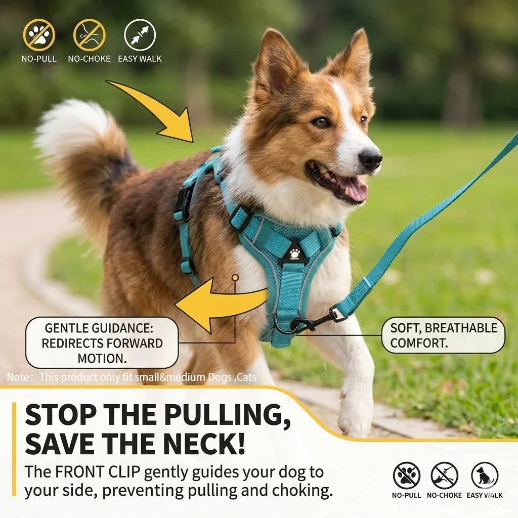 Dog Harness & Leash Set – Adjustable Reflective Vest for Small & Medium Pets