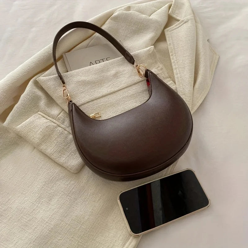Moon Shoulder Bag for Women – Crescent Hobo Purse in PU Leather