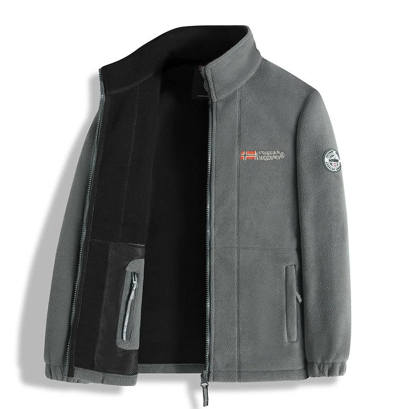 Men's Thick Polar Fleece Jacket – Full-Zip Warm Outdoor Winter Coat