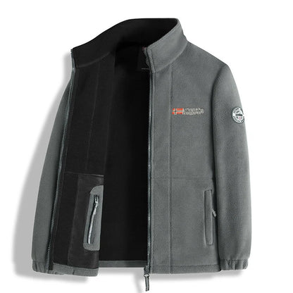 Men's Thick Polar Fleece Jacket – Full-Zip Warm Outdoor Winter Coat
