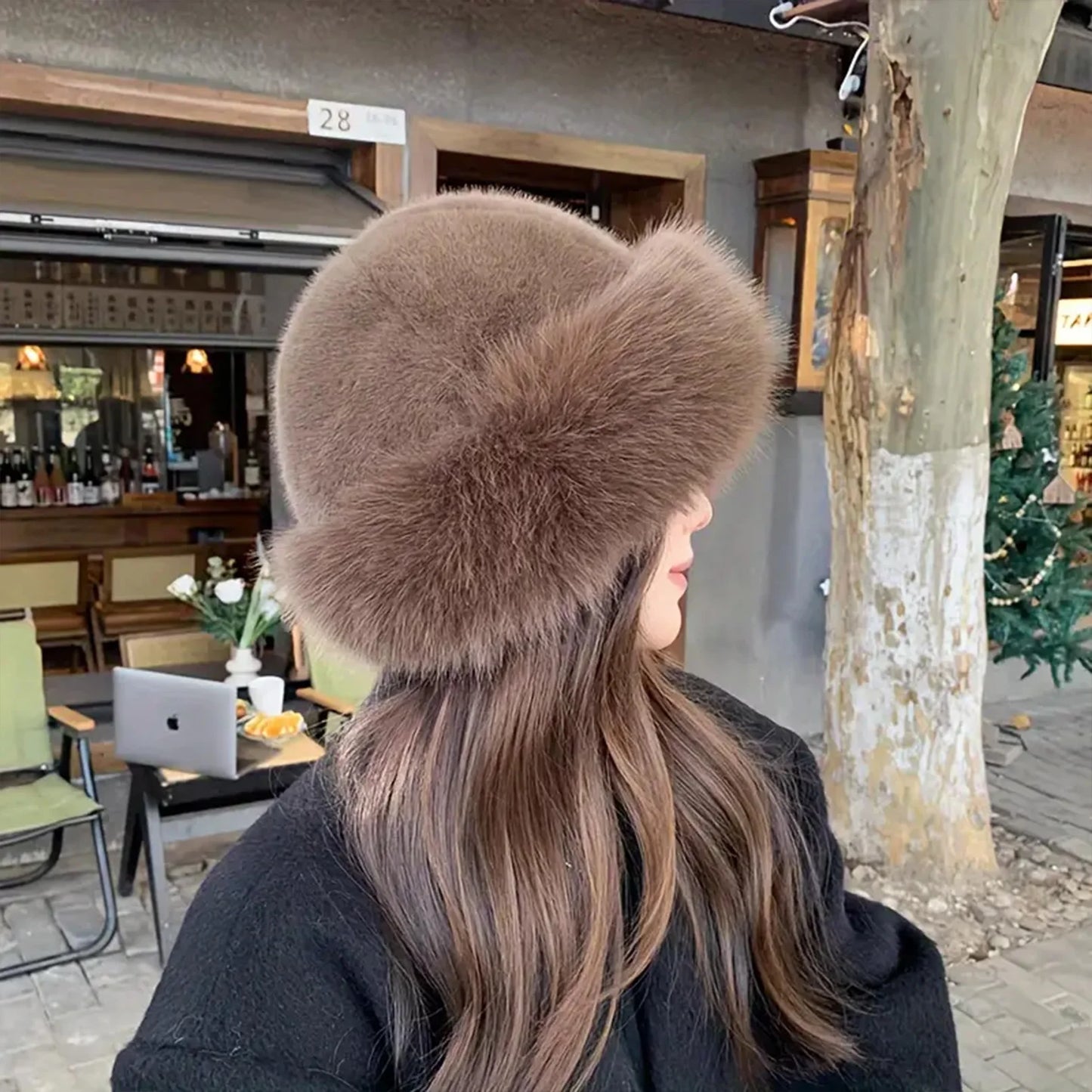 Women's Fluffy Faux Fur Winter Hat - Warm Bucket Cap