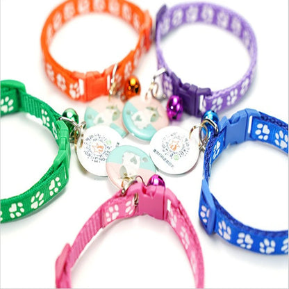 Cat & Dog Bell Collar with Paw Print – Adjustable
