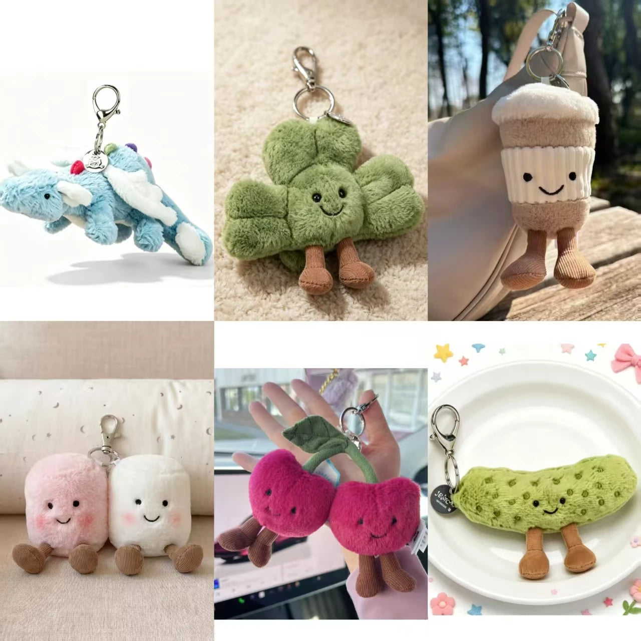 Kawaii Plush Keychain Bag Charm – Cute Food & Animal Mini Plush Toy