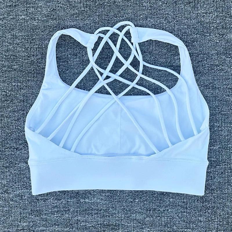 Women's Push-Up Sports Bra – Cross Back Shockproof Gym & Yoga Bra