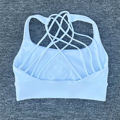 Women's Push-Up Sports Bra – Cross Back Shockproof Gym & Yoga Bra