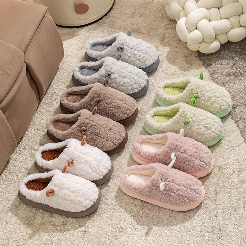 Women S Winter Warm Cute Cartoon Slippers Closed Toe Non Slip Furry House Shoes Men Indoor Bedroom
