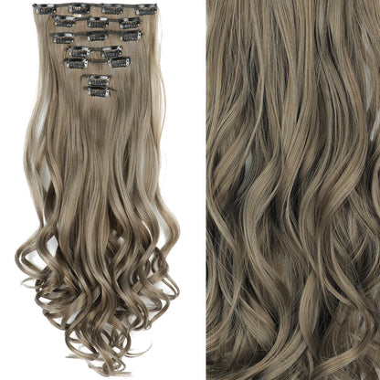 Clip-In Hair Extensions 7pcs 16 Clips Wavy Synthetic 24 Inch