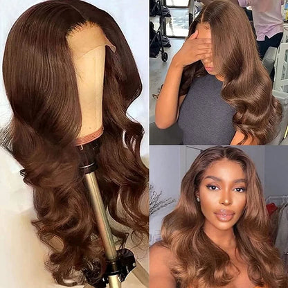 Chocolate Brown Body Wave HD Lace Front Human Hair Wig – 4x4, 13x4 & 13x6
