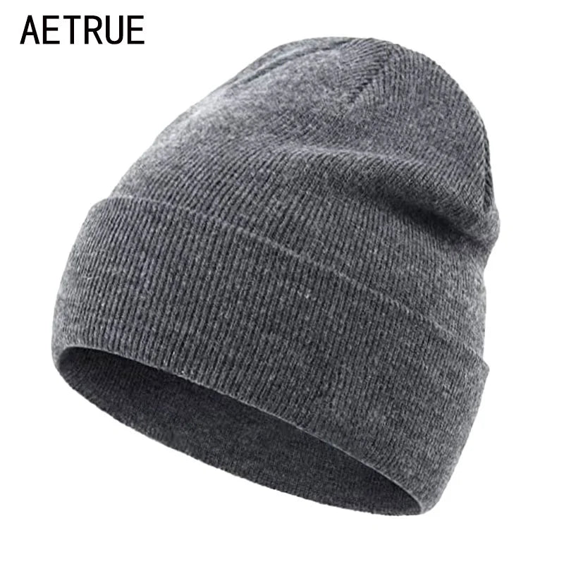 Solid Knit Beanie – Unisex Cuffed Winter Skull Cap