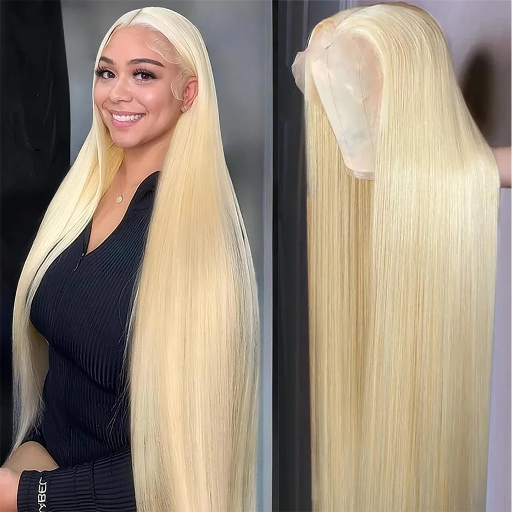 613 Blonde Lace Front Wig – Bone Straight Human Hair, 13x4 & 13x6 HD Lace
