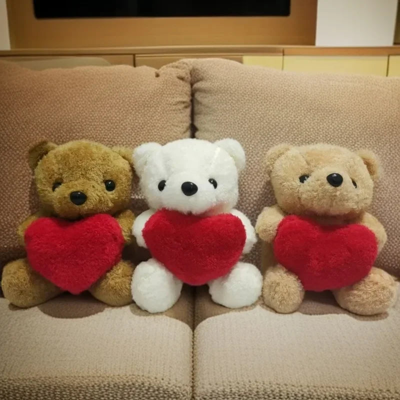 1 3 6pcs 20cm Heart Teddy Bear Plush Cuddly Stuffed Animal Holding Valentine S Day Christmas Gift