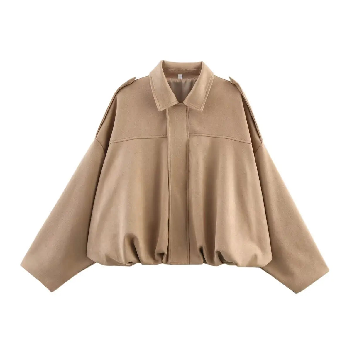 Women's Oversized Suede Texture Bomber Jacket
