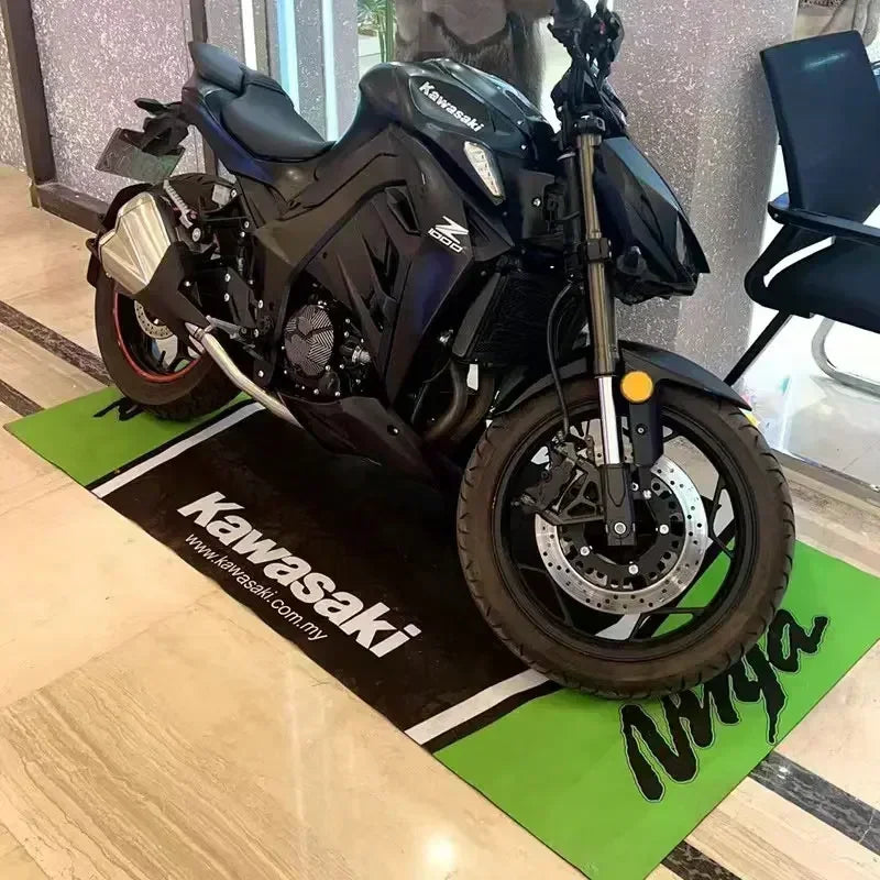 Kawasaki Motorcycle Area Rug Anti-Slip Floor Mat for Garage & Home Decor