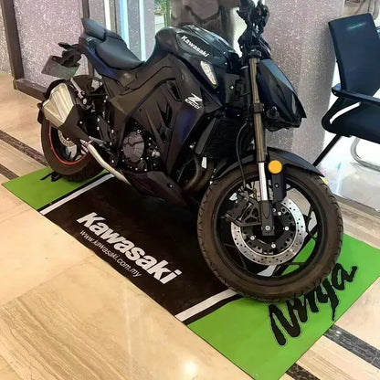 Kawasaki Motorcycle Area Rug Anti-Slip Floor Mat for Garage & Home Decor