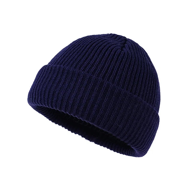 Solid Color Knit Beanie for Men & Women – Warm Winter Skull Cap