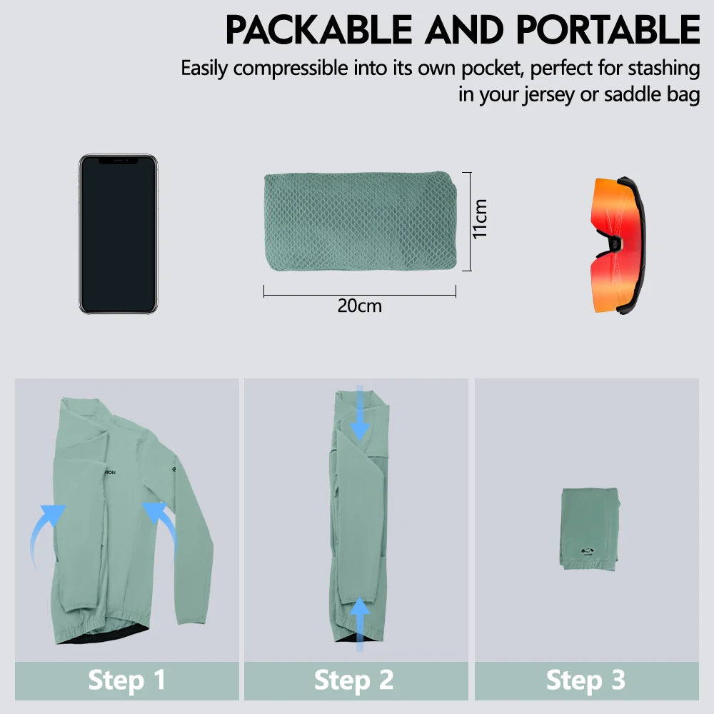 RION Men's Windbreaker Cycling Jacket – Packable, Windproof, UPF50