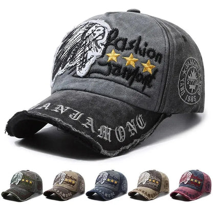 Distressed Baseball Cap with Embroidery – Adjustable Unisex Hat