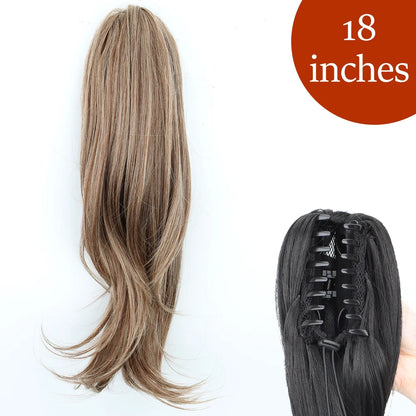 Synthetic Long Straight Claw Clip Ponytail Hair Extensions 24inch Heat Resistant Pony Tail Piece