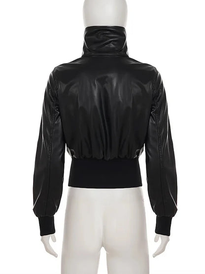 Women's Vintage PU Leather Jacket – Alt Grunge Zipper Coat