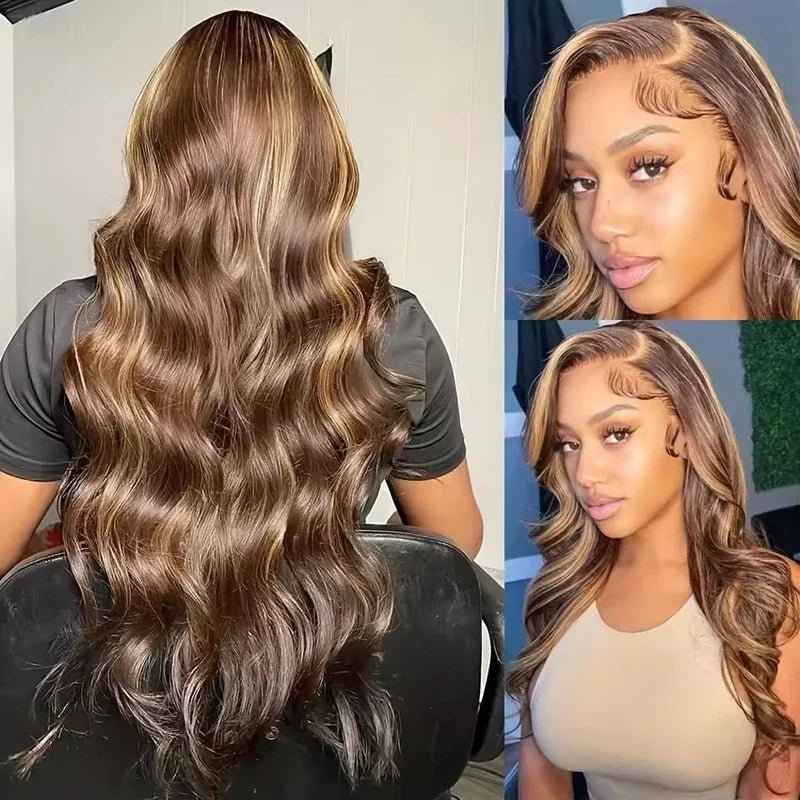 P4 27 Brazilian Body Wave Human Hair Wig Women 34 Inch 13x4 Hd Transparent Lace Frontal Colored