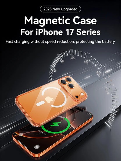 Joyroom Magnetic Case Iphone 17 16 Pro Max Anti Yellow Transparent Cover Wireless Charger Thin