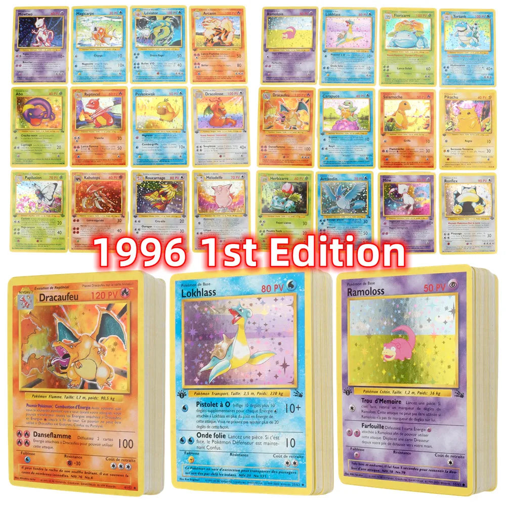 French Version 1996 Year 1st Edition Pok Mon Card Charizard Pikachu Mewtwo Blastoise Collecting Toys
