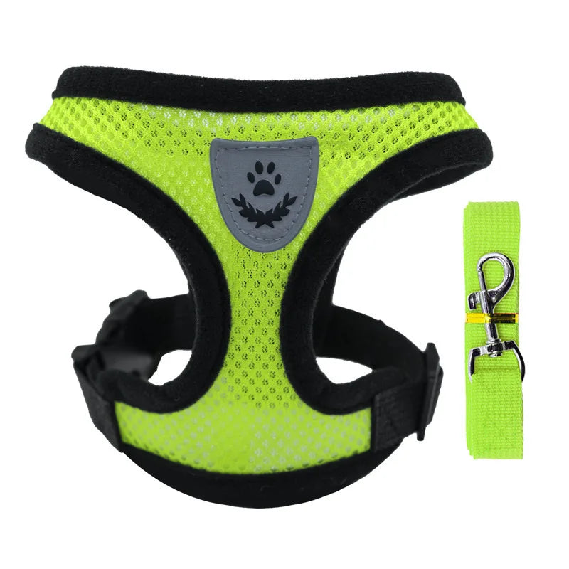 Adjustable Mesh Pet Harness Vest with Leash – Dog & Cat