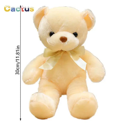 Colorful Teddy Bear Plush Toy with Bow – Soft Stuffed Animal Gift
