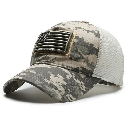 American Flag Camo Baseball Cap – Mesh Trucker Hat