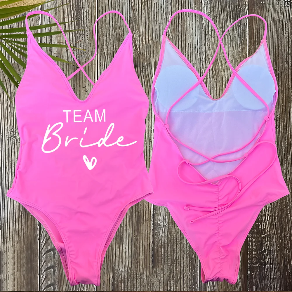 Team Bride One-Piece Swimsuit – Padded Bachelorette Bathing Suit